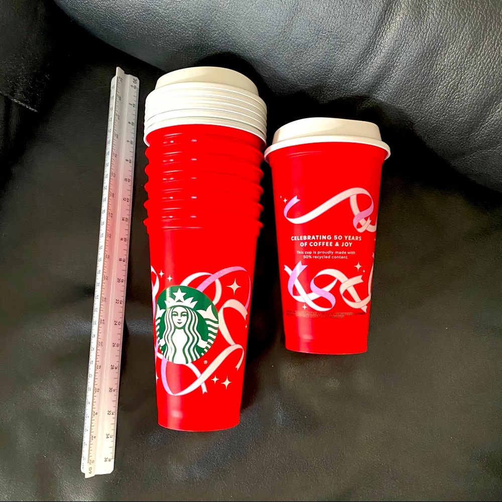 Starbucks 7 new cups 50th anniversary Red